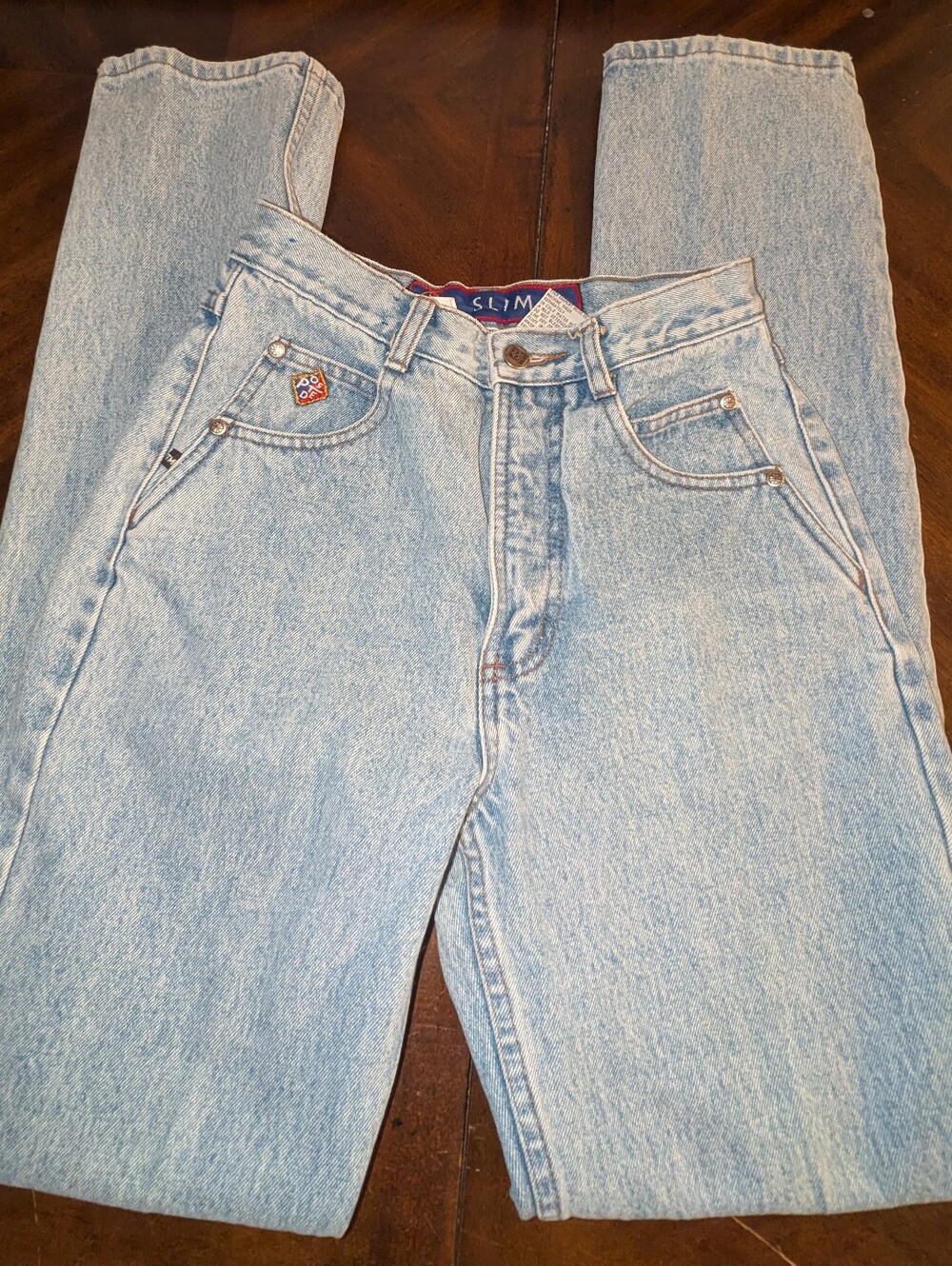 VTG 90s Posted Slim High Rise Jeans 3/4 100% Cotton Stonewash